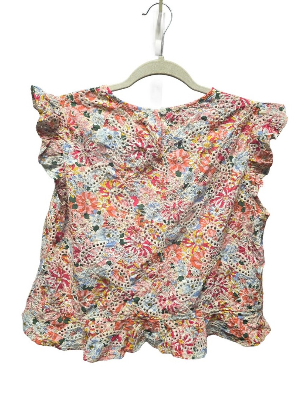 Solitaire Anthropologie Embroidered Eyelet Floral Top M Pink Sleeveless Sz.L - Picture 2 of 7